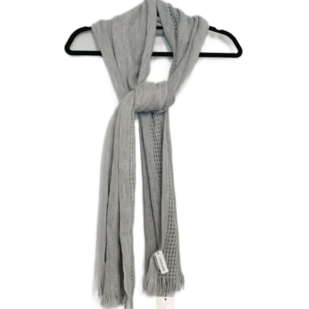 Calvin Klein Unisex Gray Soft Winter Scarf w Fringe and Logo Accent Great Gift - Thumbnail 10