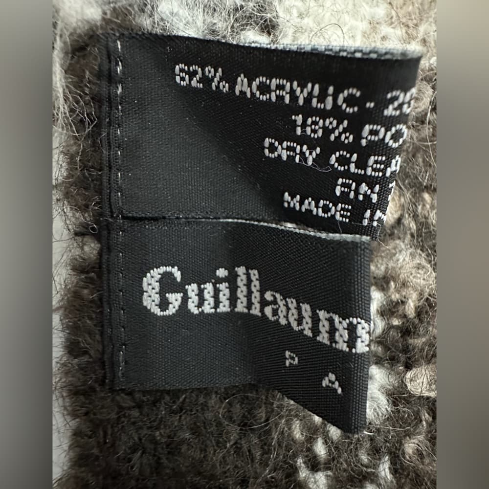 Guillaume de Mons Paris Black Brown Cream Plaid Bouclé Scarf Neutral Luxury - Thumbnail 5
