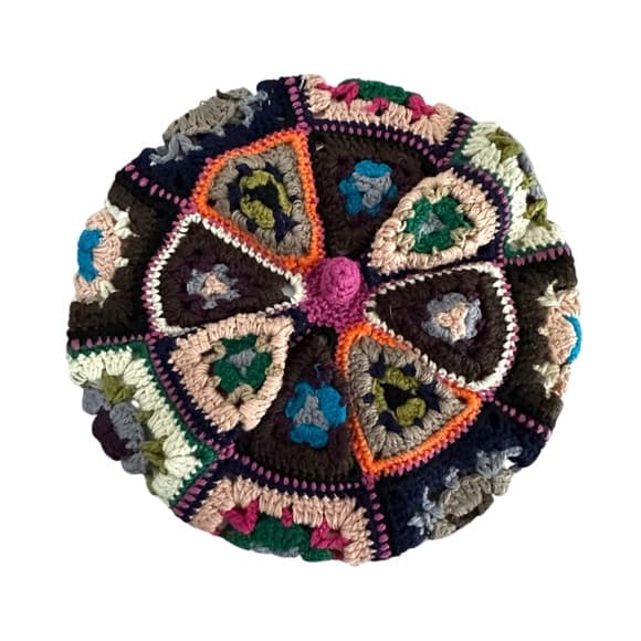 Mossimo Supply Co Crochet Patchwork Beret Granny Square One Size Boho - Thumbnail 6