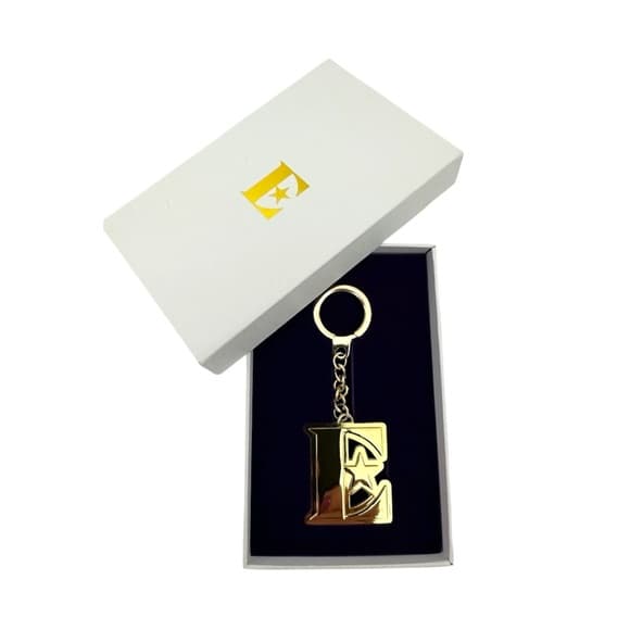 NIB Elton John Gold Tone Logo Keychain Luxury Gift Boxed Collectible Memorabilia - Thumbnail 3