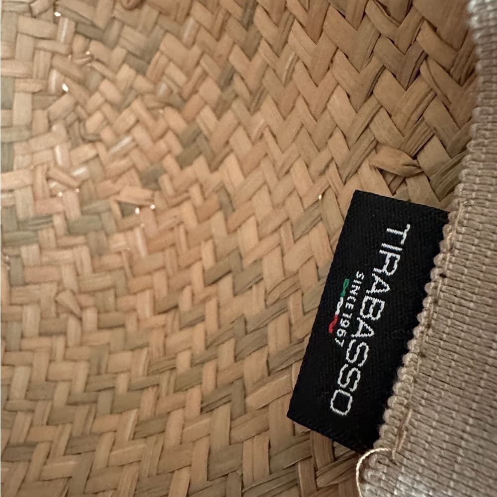 Tirabasso Italy Straw Wide Brim Hat w/ Multicolor Polka Dot Scarf Tie - Thumbnail 2