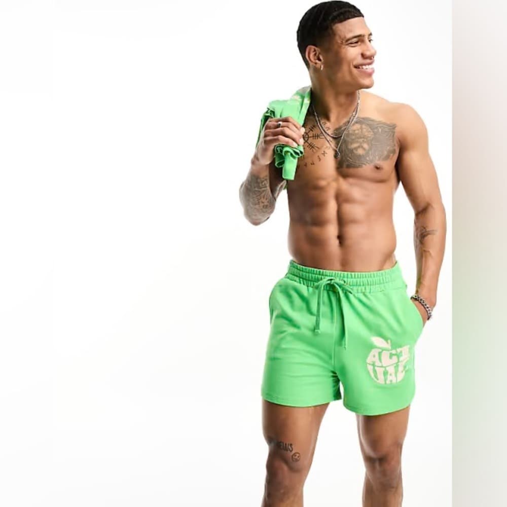 ASOS Actual Relaxed Runner Short with Apple Logo in Green Men’s Small - Thumbnail 7