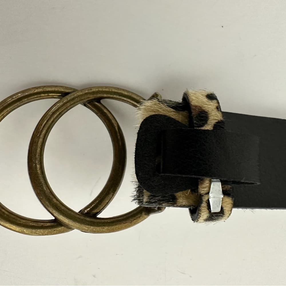 Leopard Print Double Ring Buckle Belt 37-39” Animal Print Y2K Accessory - Thumbnail 4