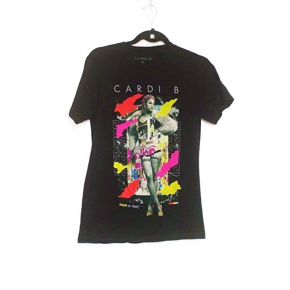 Cardi B Invasion Of Privacy Graphic Tee Black Short Sleeve Tour Shirt Small