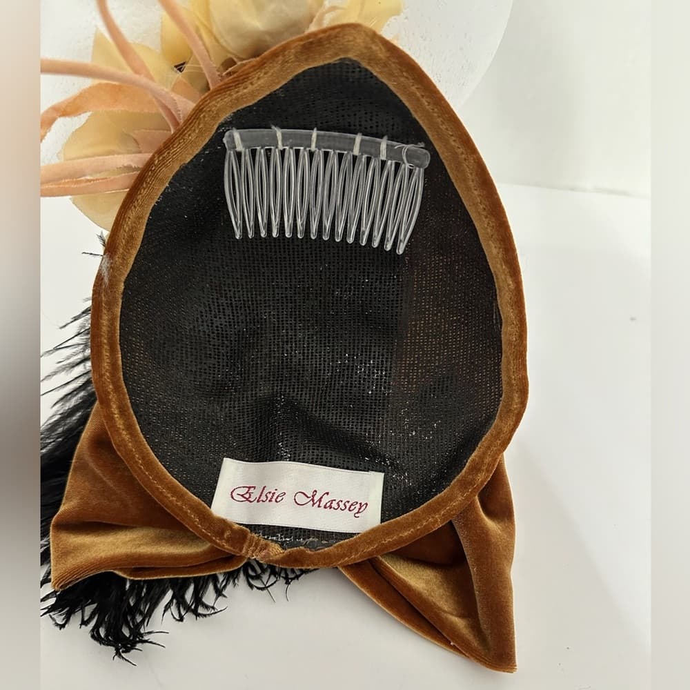 Elsie Massey Vintage Fascinator Hat w/ Flowers & Feathers | Dark Academia Royal - Thumbnail 6
