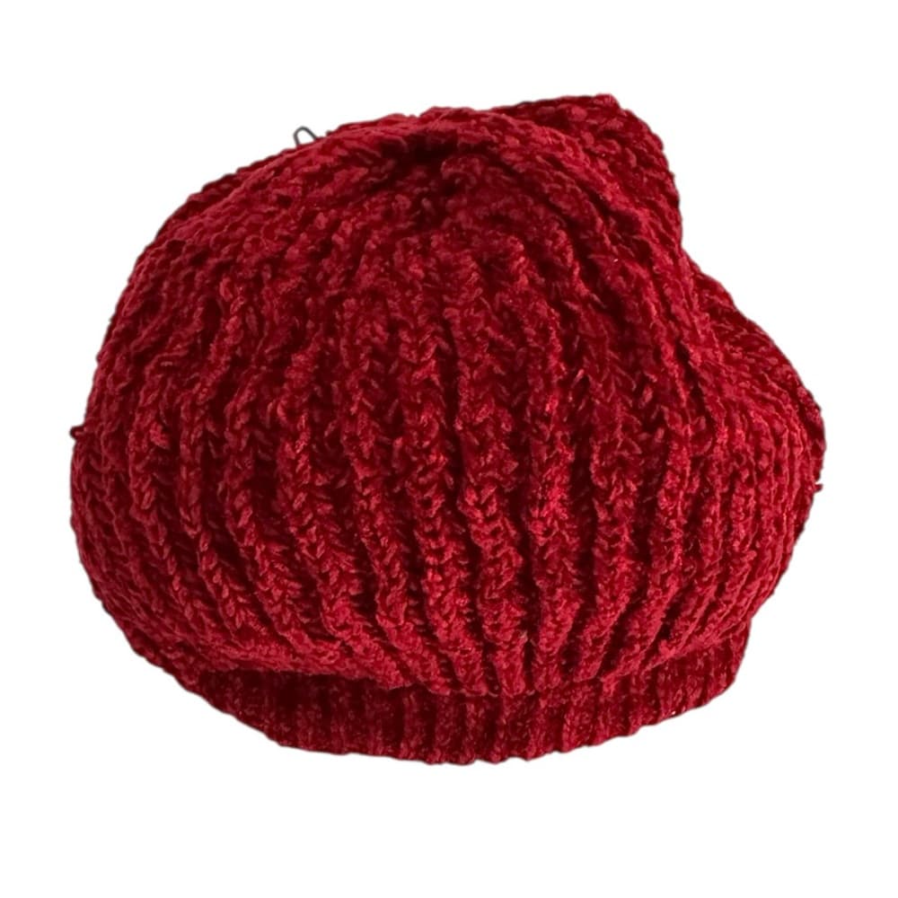 NWT Charter Club Cherry Red Chenille Knit Beanie Hat One Size Winter Essential - Thumbnail 3