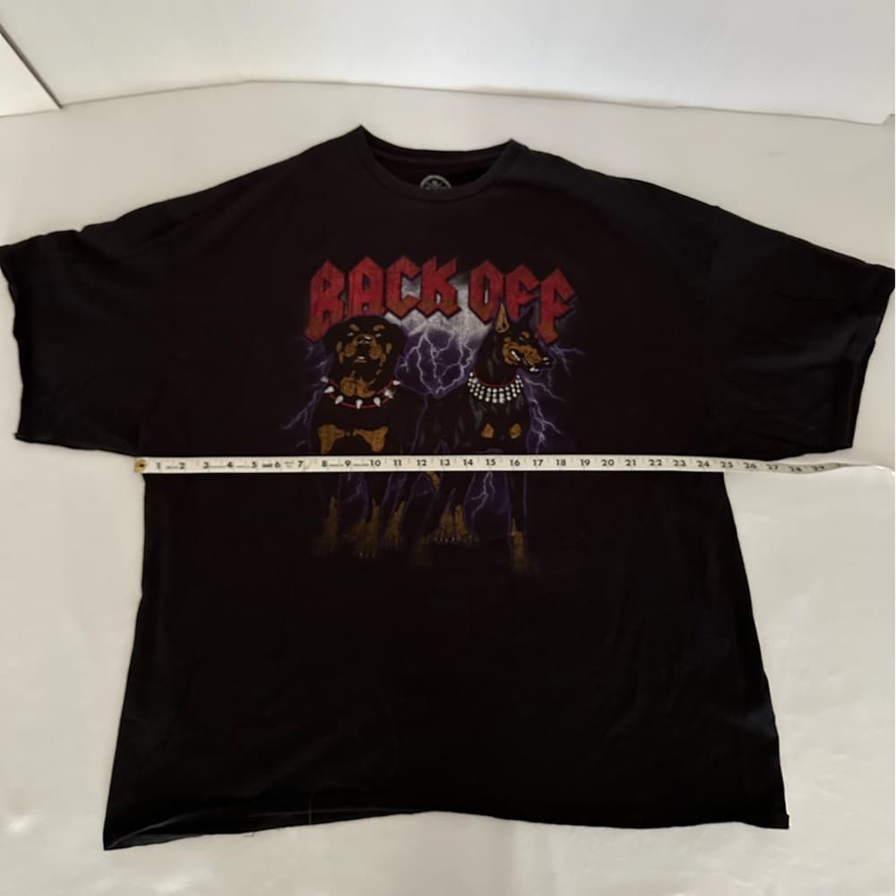 DOM Back Off Graphic Dog Tee Black Mens Unisex Size 3XL Rottweiler Street Style - Thumbnail 3