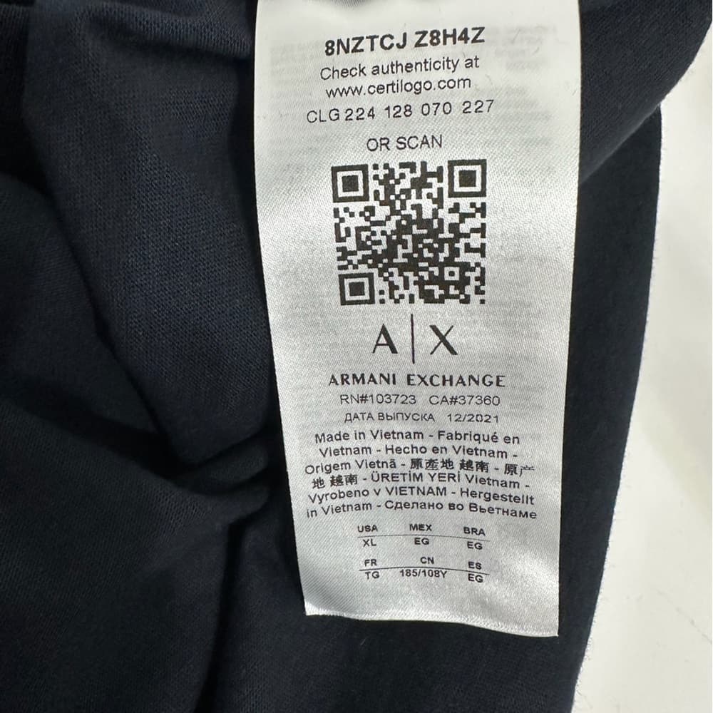 NWOT Armani Exchange A|X Navy Logo Graphic Tee Shirt Slim Fit Unisex Size XL - Thumbnail 4