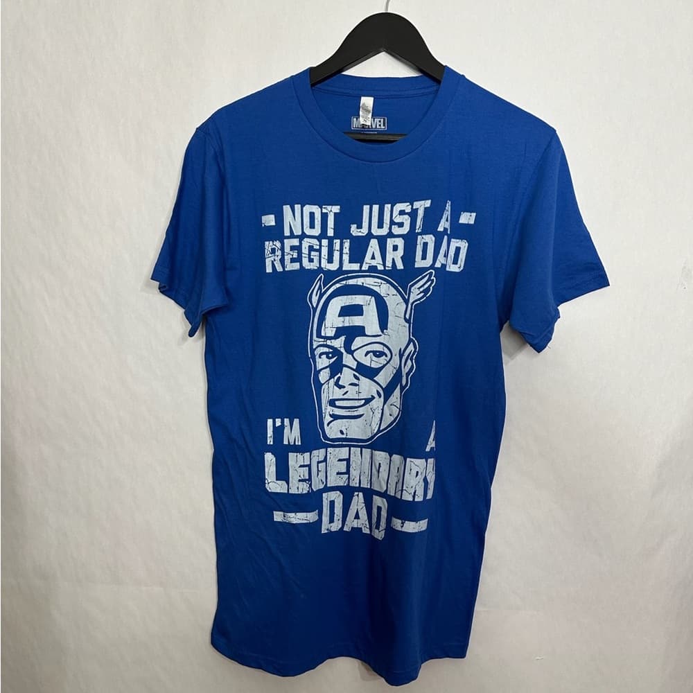 Marvel Captain America I’m A Legendary Dad Graphic Tee Blue Size Medium - Thumbnail 5