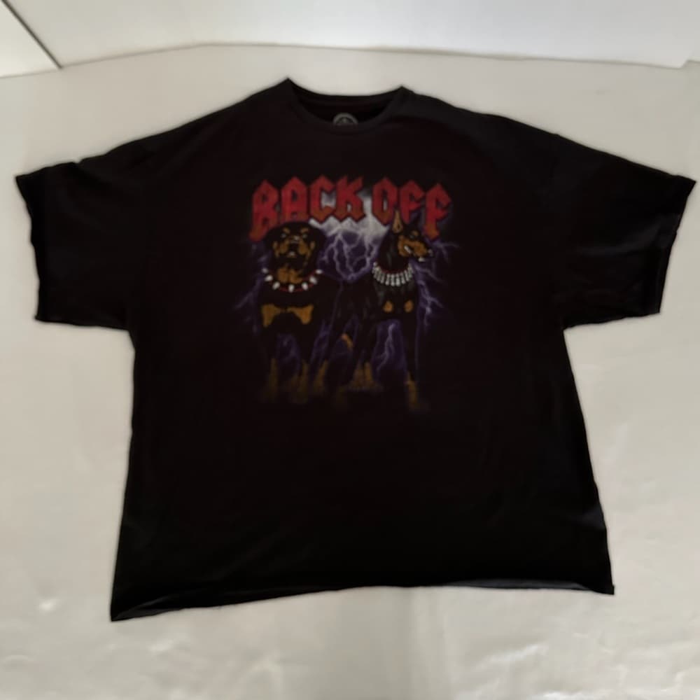 DOM Back Off Graphic Dog Tee Black Mens Unisex Size 3XL Rottweiler Street Style - Thumbnail 2