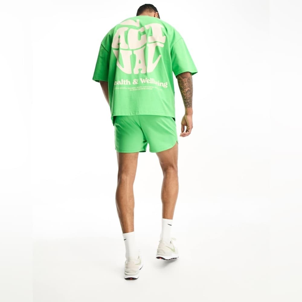 ASOS Actual Relaxed Runner Short with Apple Logo in Green Men’s Small - Thumbnail 5