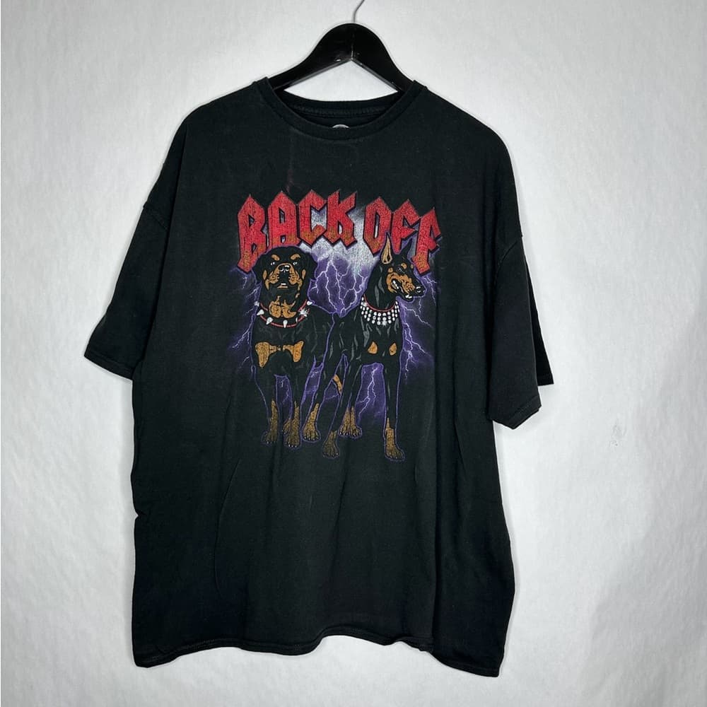 DOM Back Off Graphic Dog Tee Black Mens Unisex Size 3XL Rottweiler Street Style - Thumbnail 9