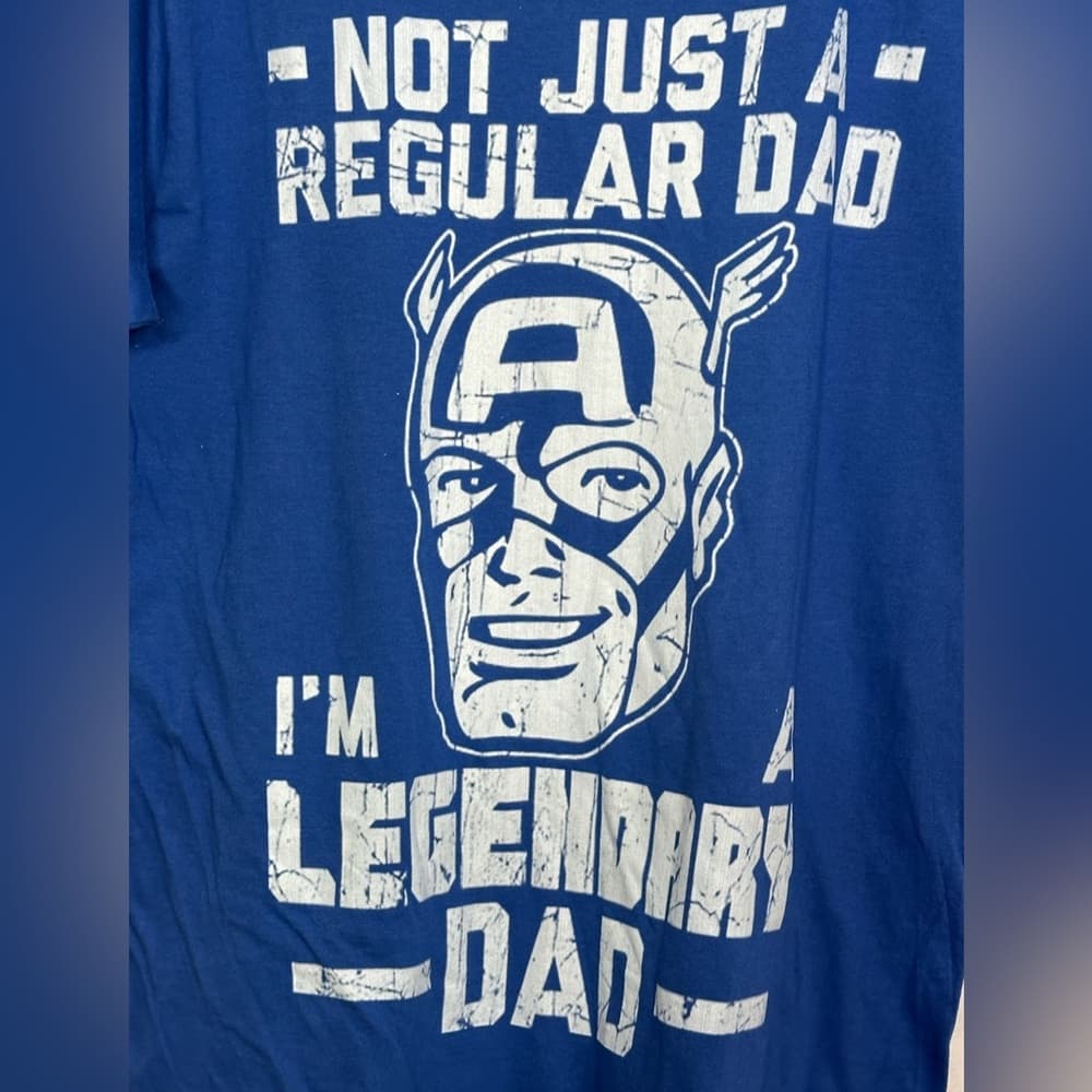 Marvel Captain America I’m A Legendary Dad Graphic Tee Blue Size Medium