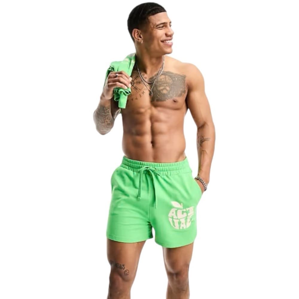 ASOS Actual Relaxed Runner Short with Apple Logo in Green Men’s Small - Thumbnail 2