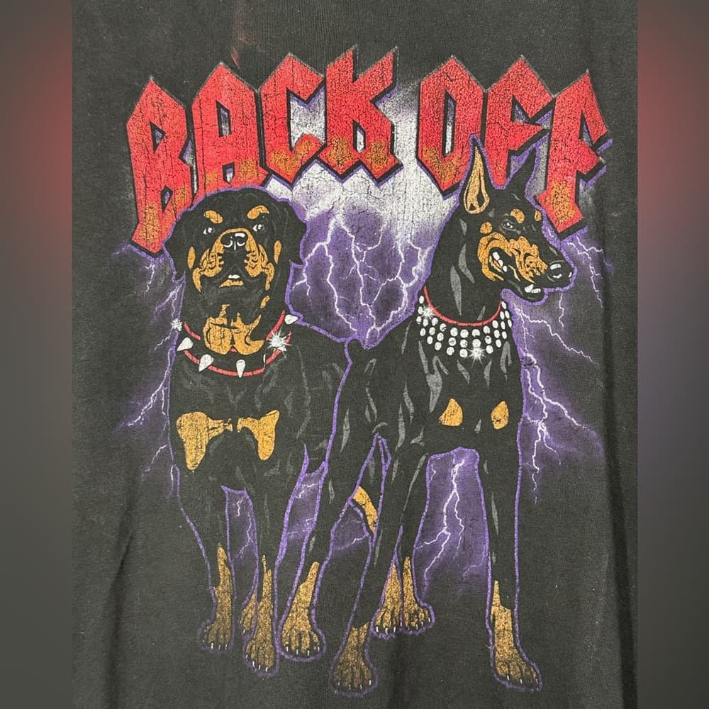 DOM Back Off Graphic Dog Tee Black Mens Unisex Size 3XL Rottweiler Street Style - Thumbnail 7
