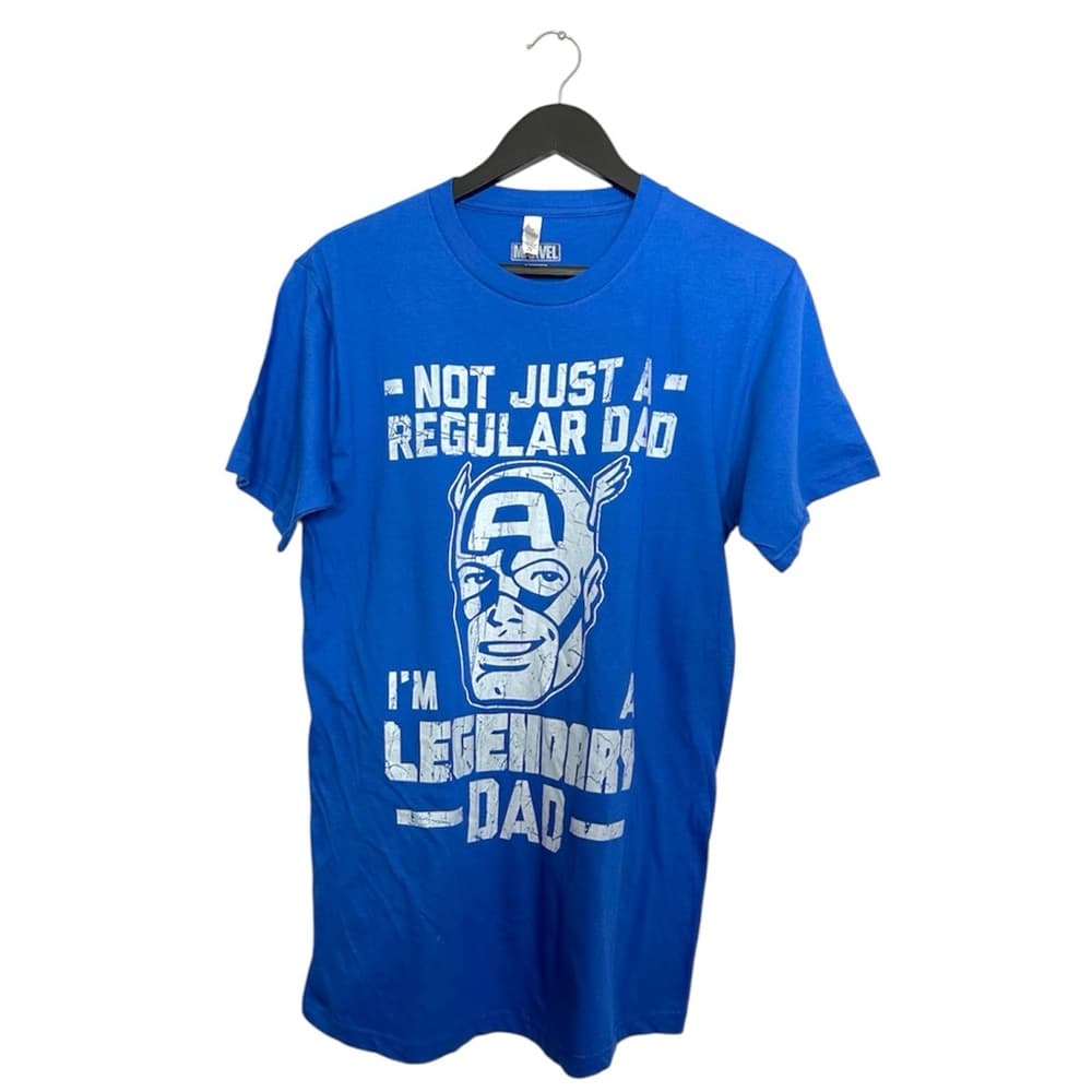 Marvel Captain America I’m A Legendary Dad Graphic Tee Blue Size Medium - Thumbnail 10