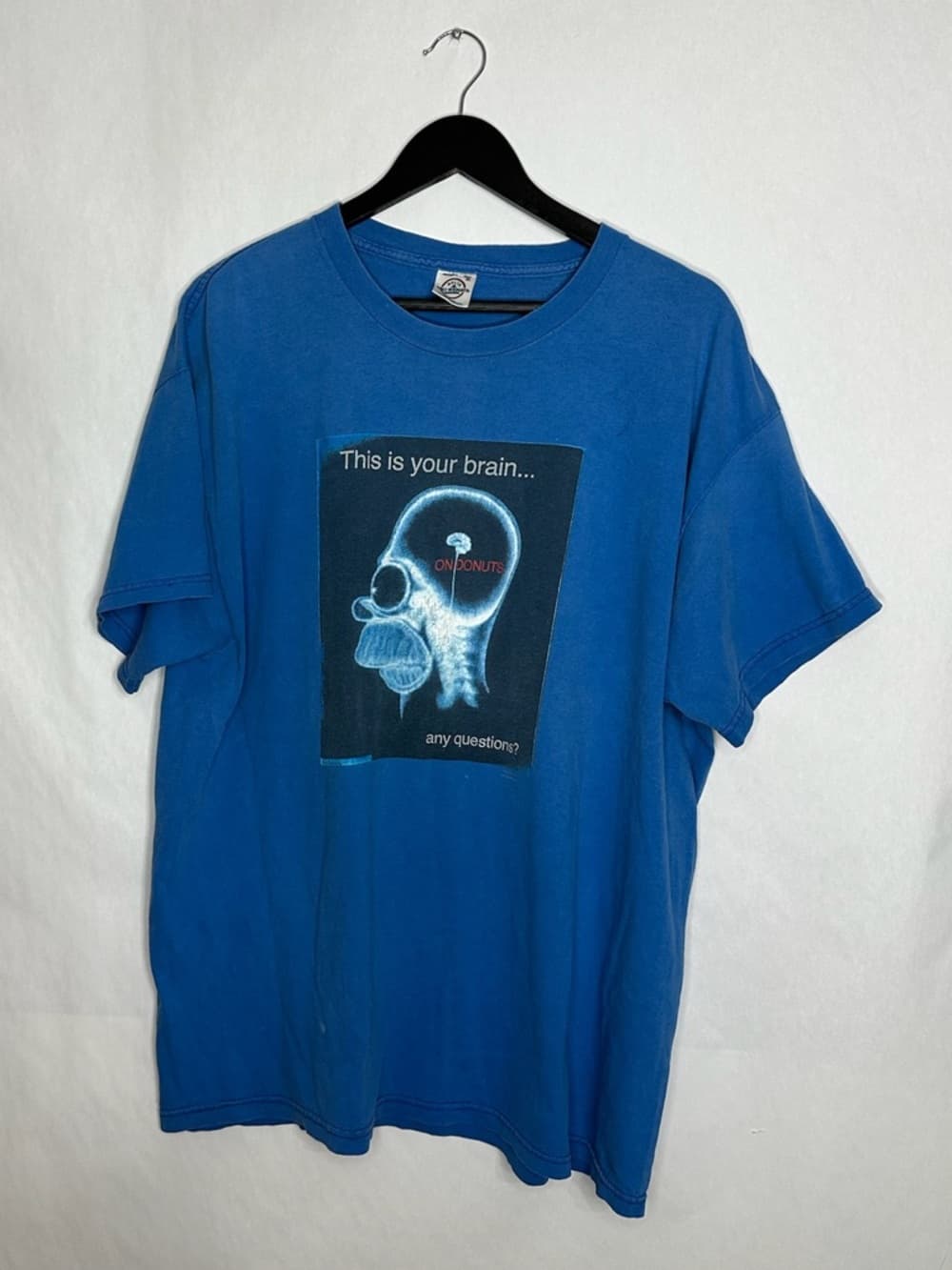 Vintage Homer Simpson Brain Donuts X-Ray Graphic Blue T Shirt Adult Unisex XL - Thumbnail 5