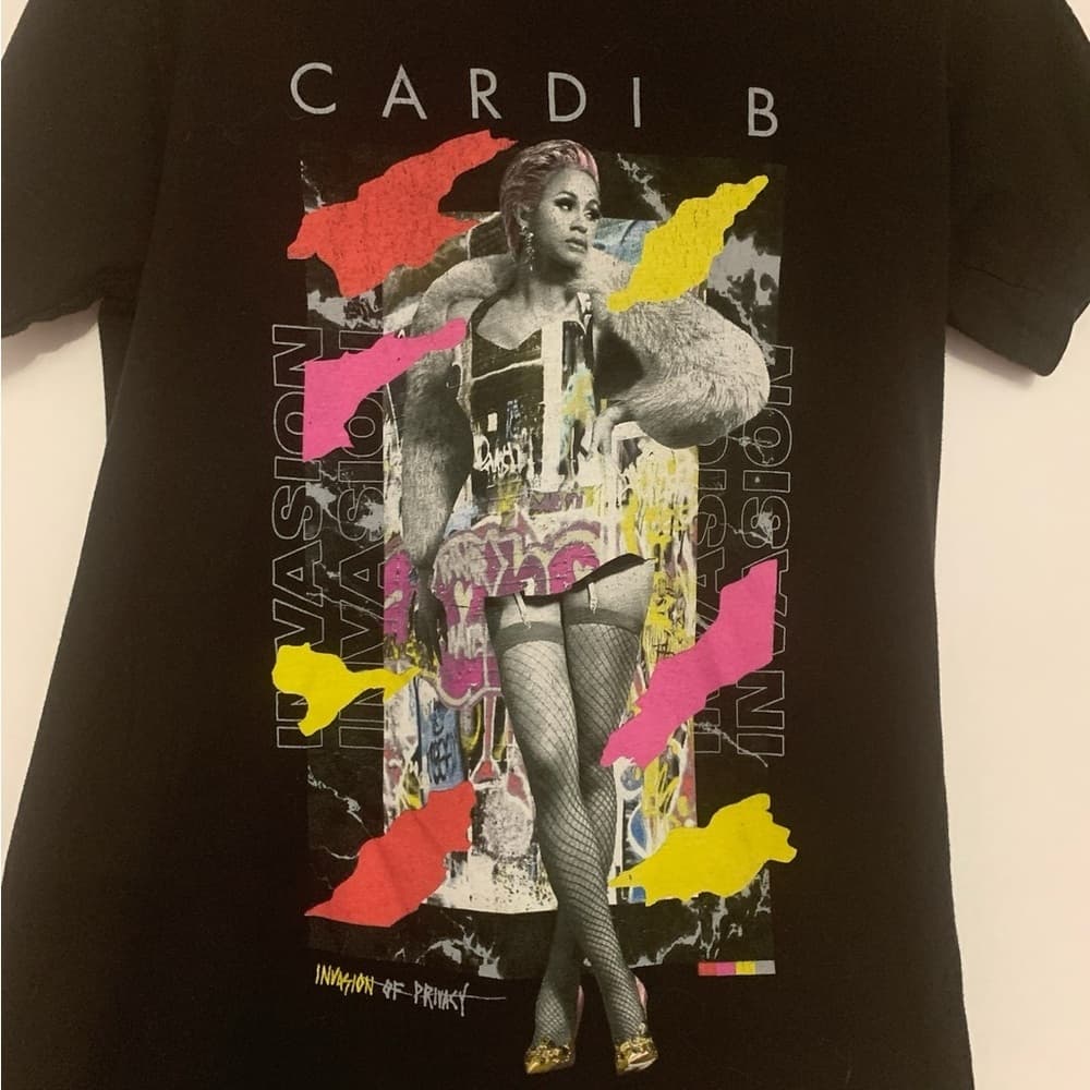 Cardi B Invasion Of Privacy Graphic Tee Black Short Sleeve Tour Shirt Small - Thumbnail 5