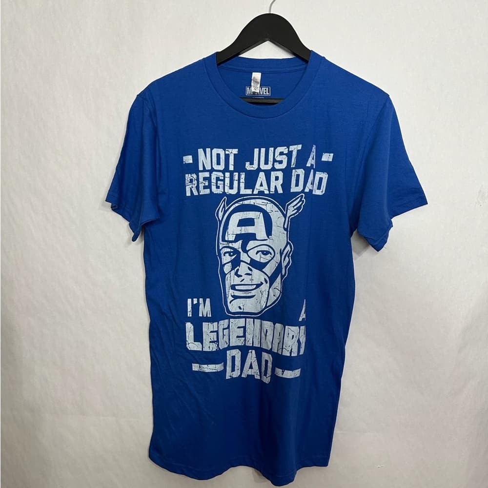 Marvel Captain America I’m A Legendary Dad Graphic Tee Blue Size Medium - Thumbnail 2