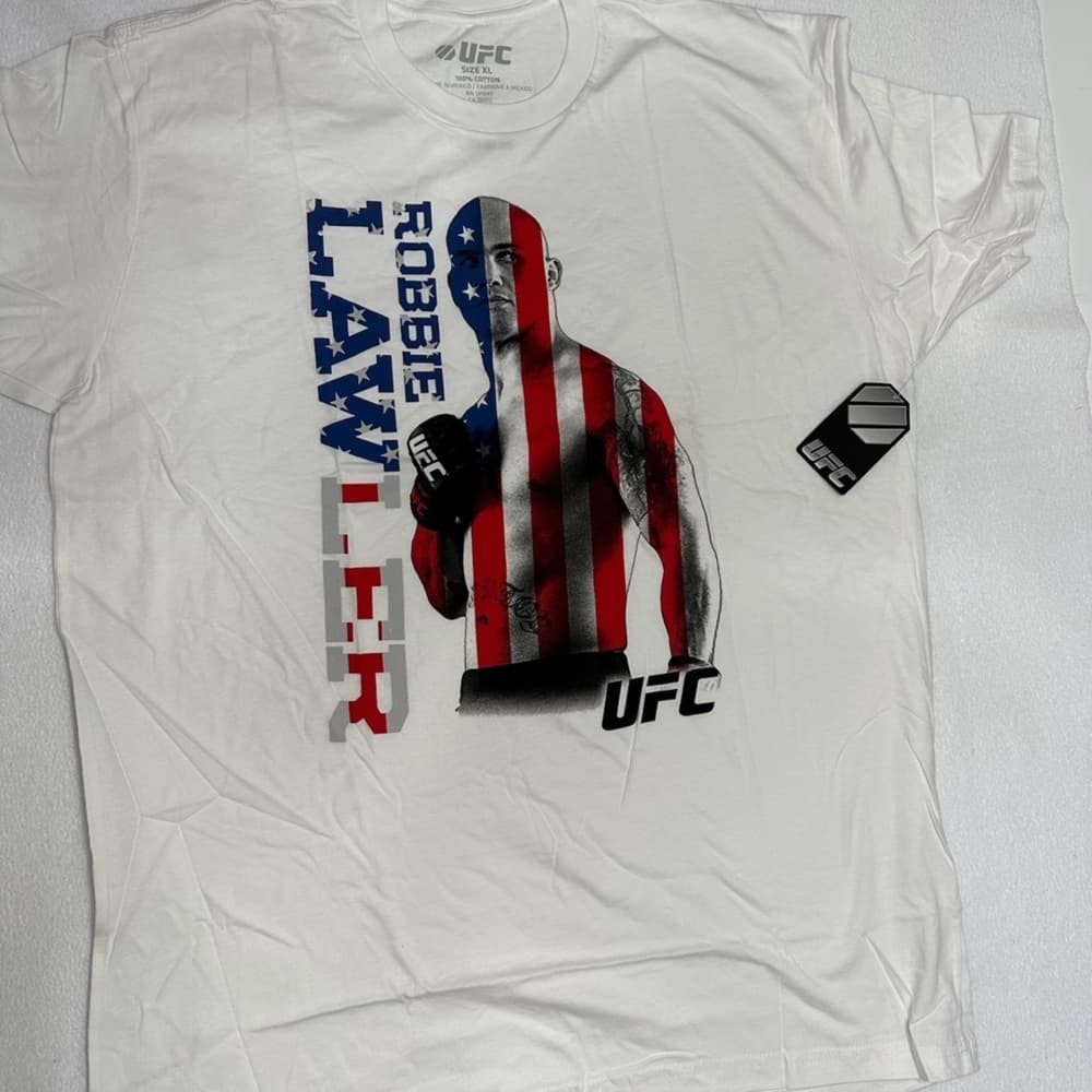 NWT UFC Robbie Lawler American Flag Graphic Tee White Size XL Streetwear Hype - Thumbnail 7