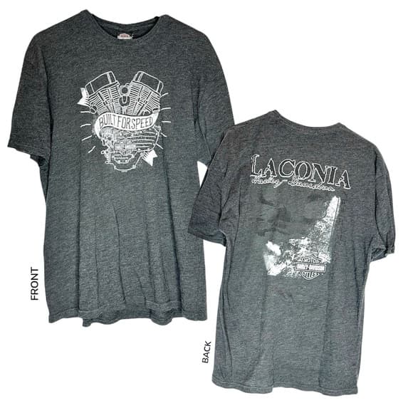 Harley-Davidson Built For Speed Graphic Tee T-Shirt 2015 Laconia NH Mens X-Large - Thumbnail 10