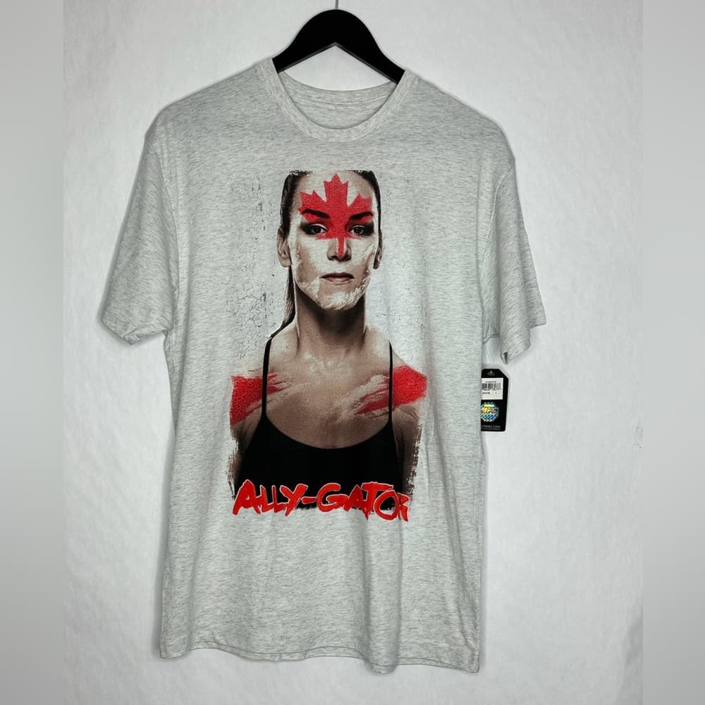 NWT UFC Ally-Gator Alexis Davis Graphic Tee White Size Large Deadstock MMA Fight