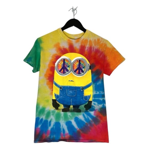 Minions Despicable Me Tie-Dye T-Shirt Size Small Peace Sign Glasses Graphic Tee - Thumbnail 8
