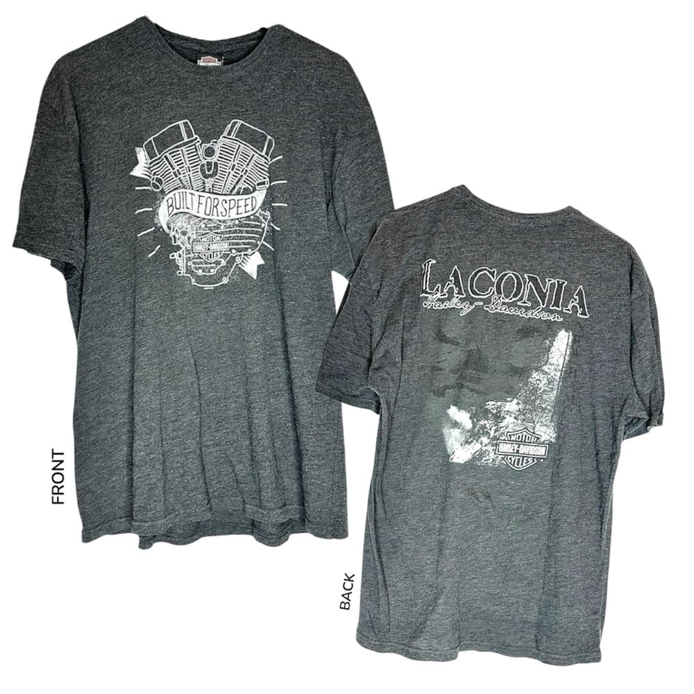 Harley-Davidson Built For Speed Graphic Tee T-Shirt 2015 Laconia NH Mens X-Large - Thumbnail 9