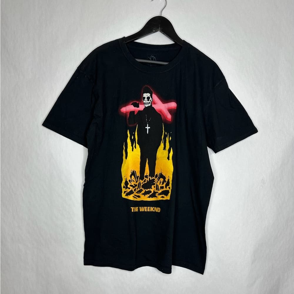 The Weeknd Official XO Starboy Black T Shirt Skeleton Flame Cross XL Streetwear - Thumbnail 2