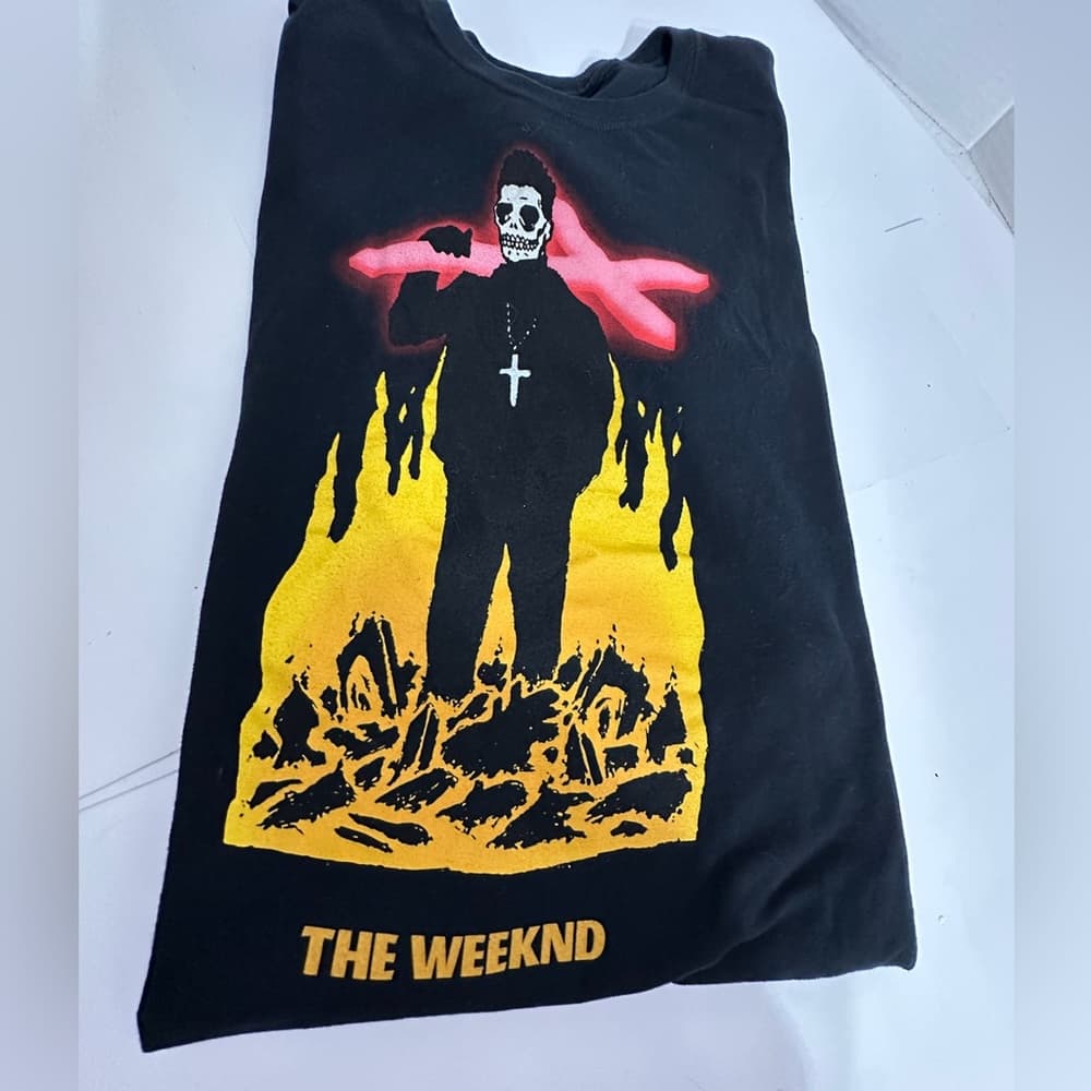 The Weeknd Official XO Starboy Black T Shirt Skeleton Flame Cross XL Streetwear - Thumbnail 12
