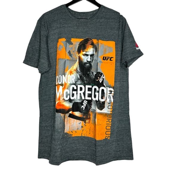 NWT Reebok UFC Conor McGregor Graphic Tee Notorious Black Heather Size Large - Thumbnail 14