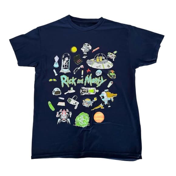 Rick and Morty Black Graphic Tee Sci-Fi Cartoon Network Pickle Unisex Medium - Thumbnail 9