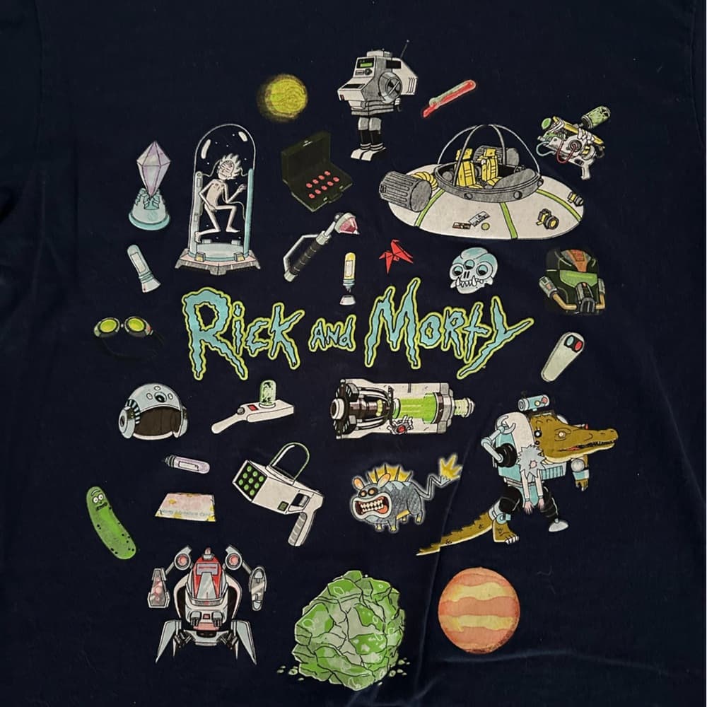 Rick and Morty Black Graphic Tee Sci-Fi Cartoon Network Pickle Unisex Medium - Thumbnail 2