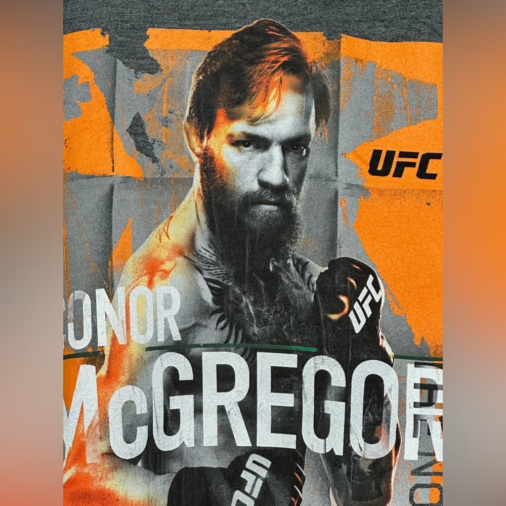NWT Reebok UFC Conor McGregor Graphic Tee Notorious Black Heather Size Large
