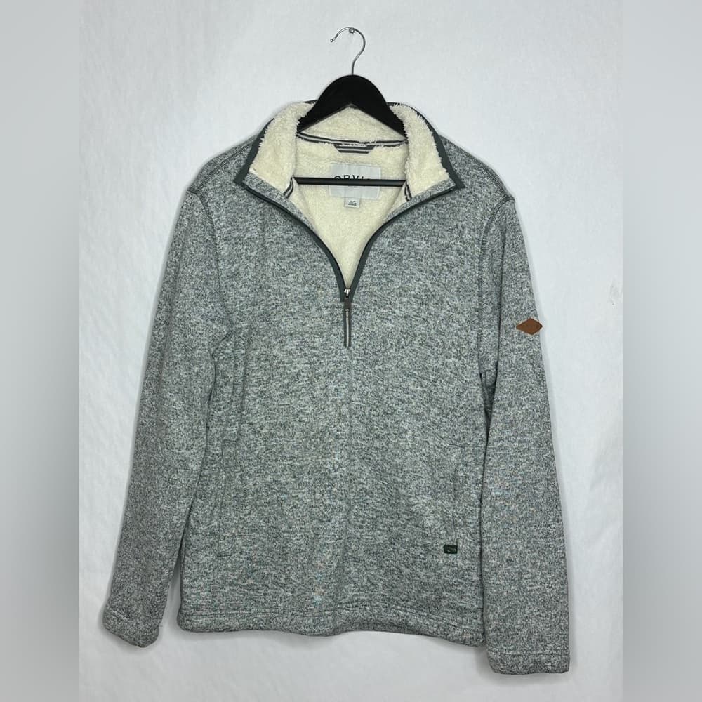 Orvis Sherpa Lined Quarter Zip Pullover Fleece Gray Outdoor Mens Medium - Thumbnail 6