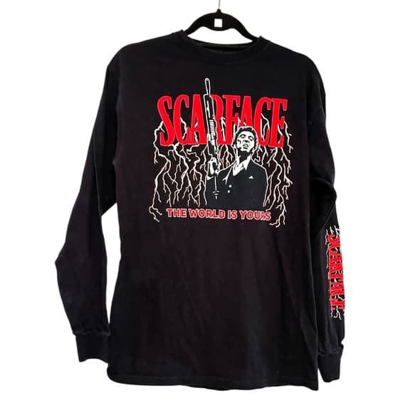 Scarface Ripple Junction The World is Yours Long Sleeve T-Shirt Mens Tee Medium - Thumbnail 11