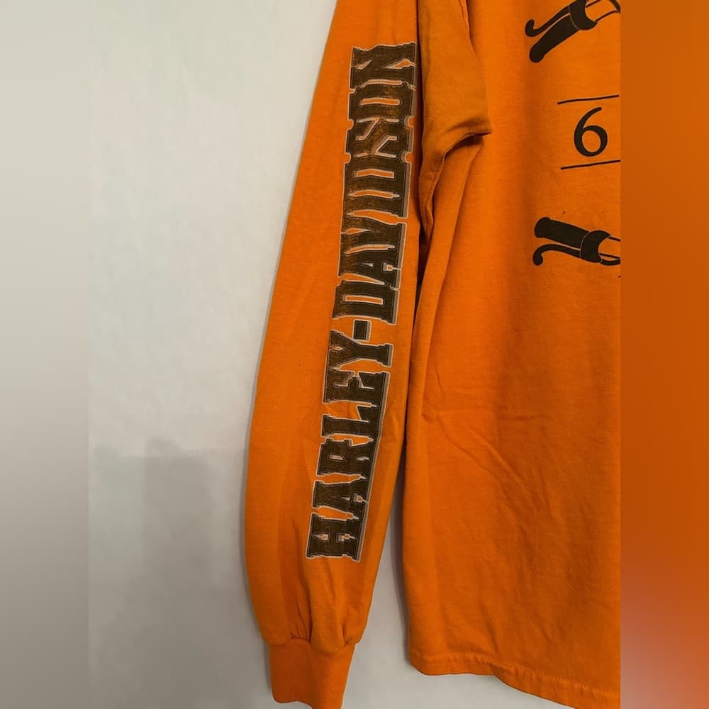 Harley-Davidson Orange Long Sleeve Tee Six Bends Florida Y2K Men’s Size Large - Thumbnail 13