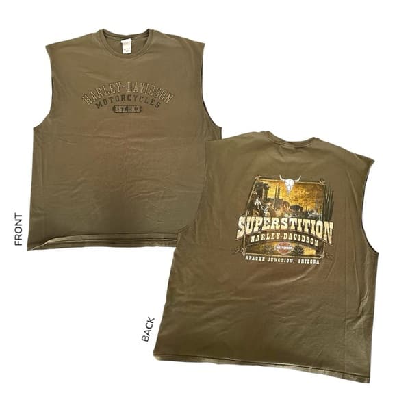 Harley-Davidson Superstition Apache Junction Graphic Muscle Tee Y2K Size 3XL - Thumbnail 14