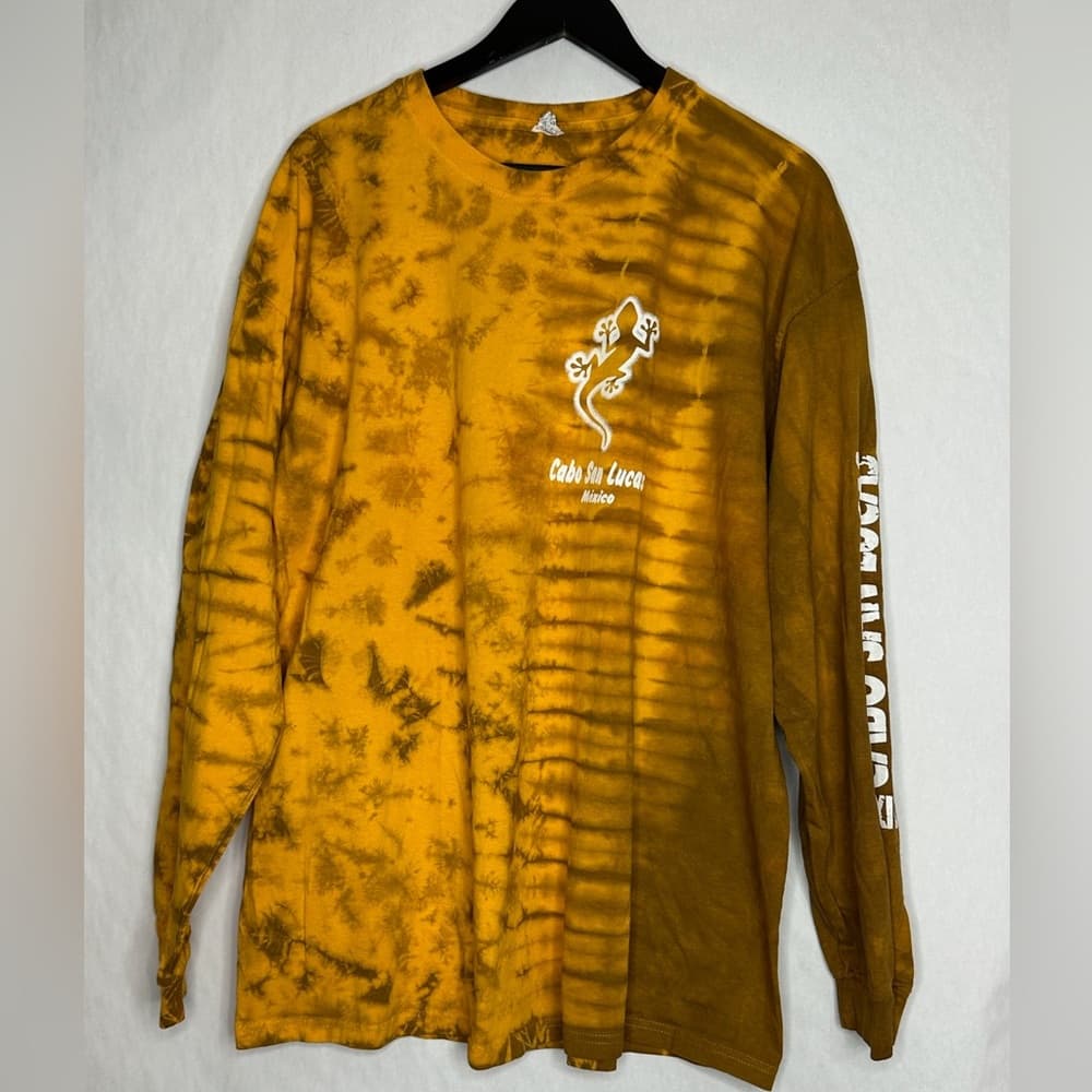 Cabo San Lucas Mexico Vintage Tie Dye Lizard Graphic Long Sleeve Tee Shirt 2XL - Thumbnail 3