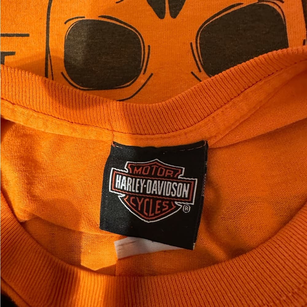 Harley-Davidson Orange Long Sleeve Tee Six Bends Florida Y2K Men’s Size Large - Thumbnail 5