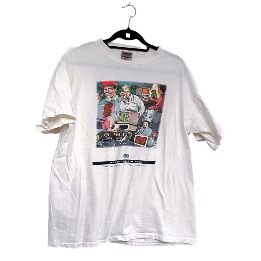 Vintage 90s TWC Network Promo T-Shirt Oneita Power Tee Tech Nostalgia Size XL - Thumbnail 13