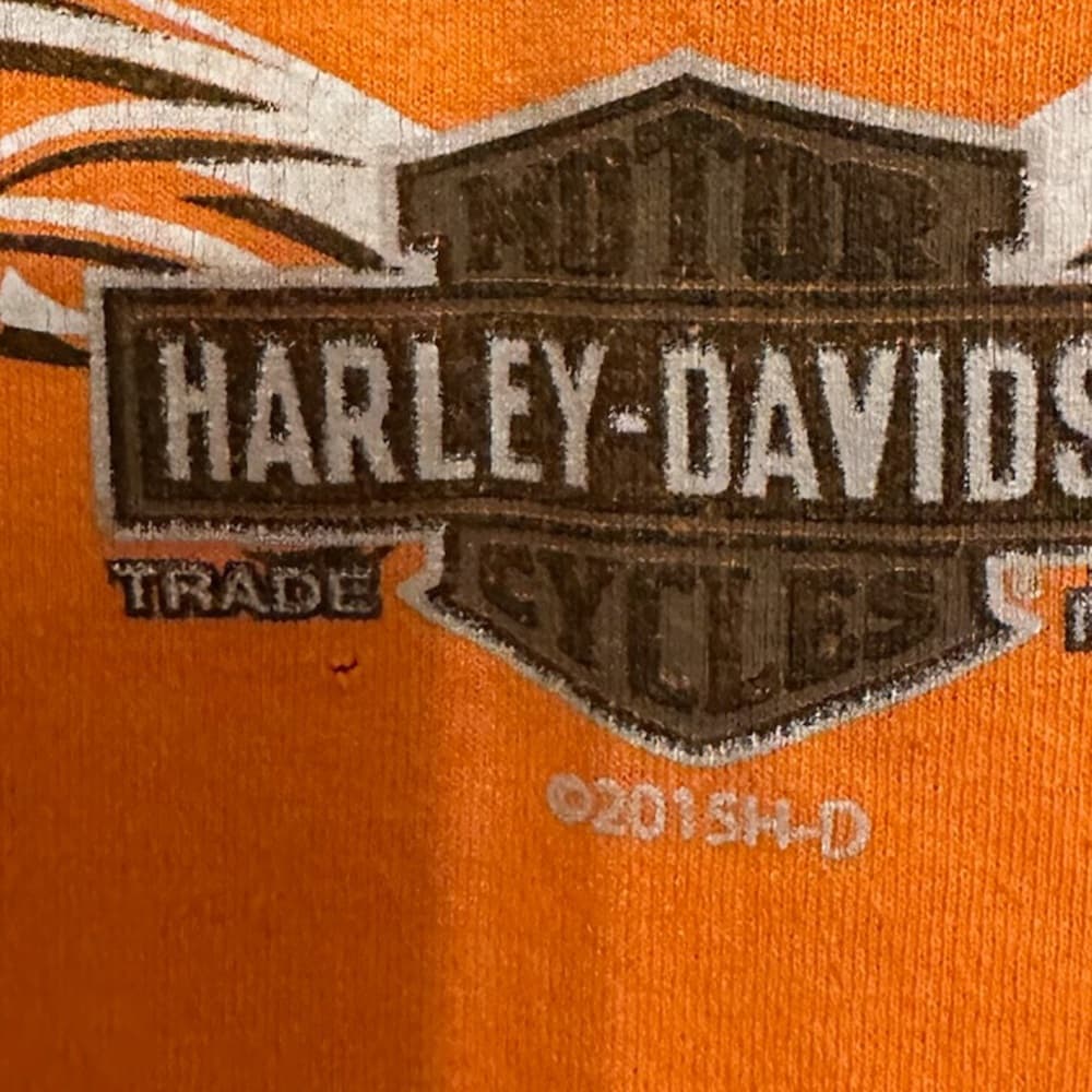 Harley-Davidson Orange Long Sleeve Tee Six Bends Florida Y2K Men’s Size Large - Thumbnail 4
