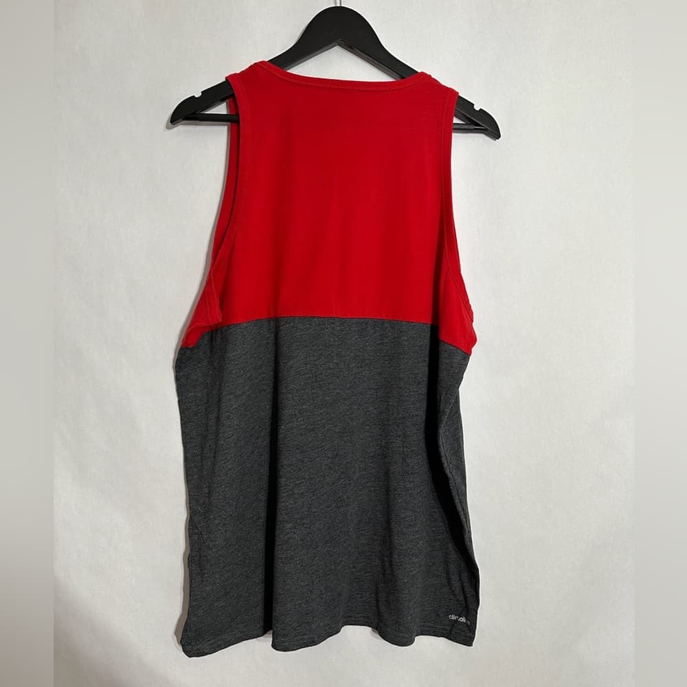 Adidas Red Gray Climalite Tank Top Colorblock Sleeveless Athletic Shirt Size XL - Thumbnail 3