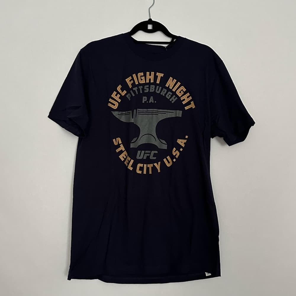 NWT Reebok UFC Fight Night Tee Pittsburgh PA Steel City USA Large Steel Anvil - Thumbnail 2