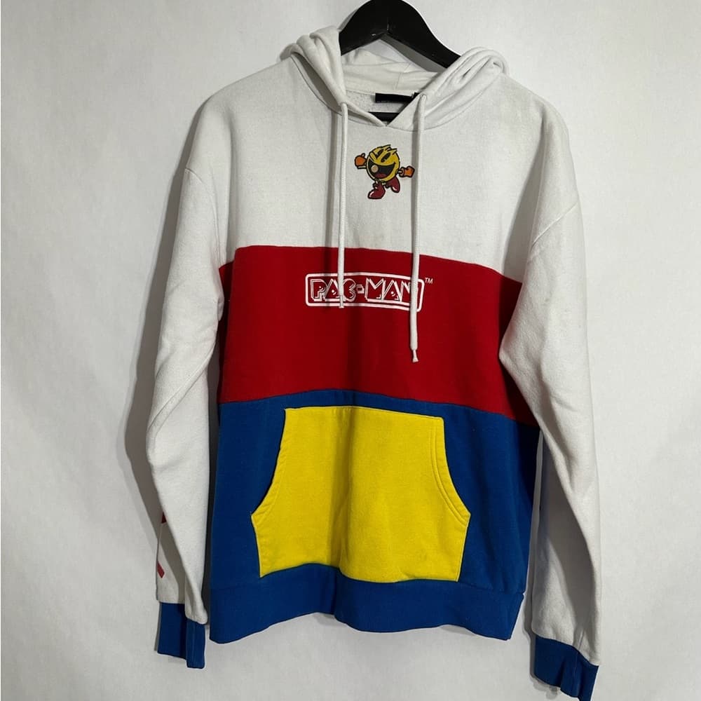 Pac-Man Colorblock Hoodie with Yellow Pocket – Size Small Gamercore Y2K - Thumbnail 8