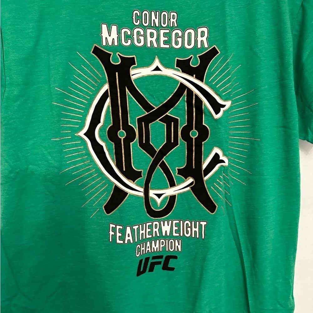 NWT Conor McGregor UFC Reebok Featherweight Champion T-Shirt Green Medium 2017 - Thumbnail 6