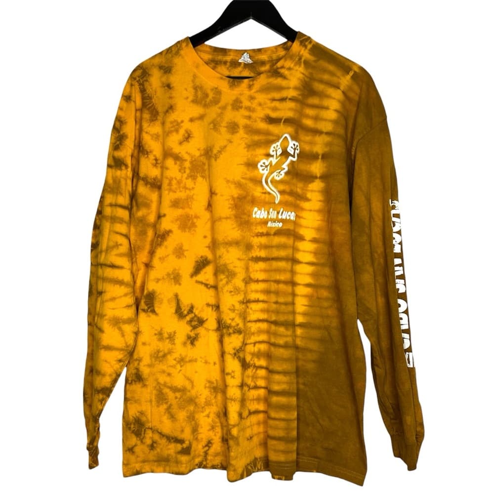 Cabo San Lucas Mexico Vintage Tie Dye Lizard Graphic Long Sleeve Tee Shirt 2XL - Thumbnail 2