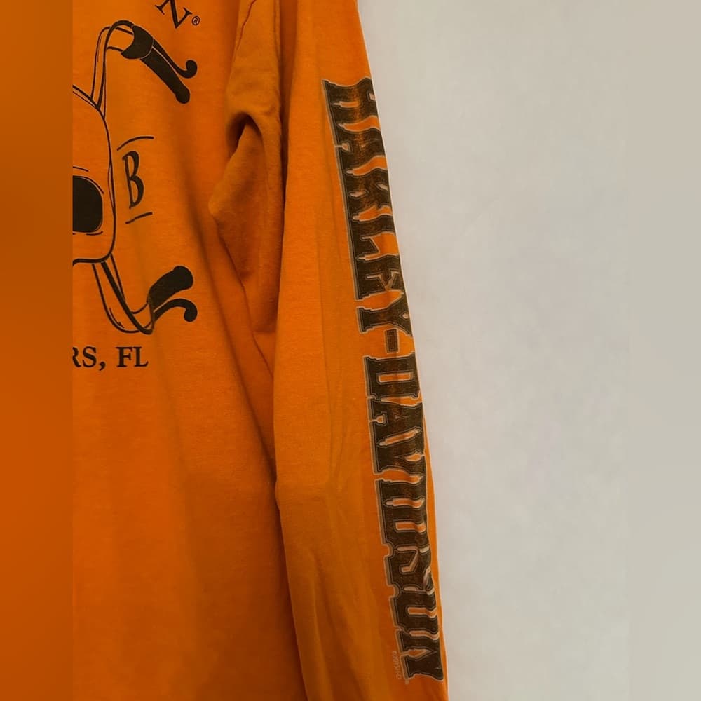 Harley-Davidson Orange Long Sleeve Tee Six Bends Florida Y2K Men’s Size Large - Thumbnail 8