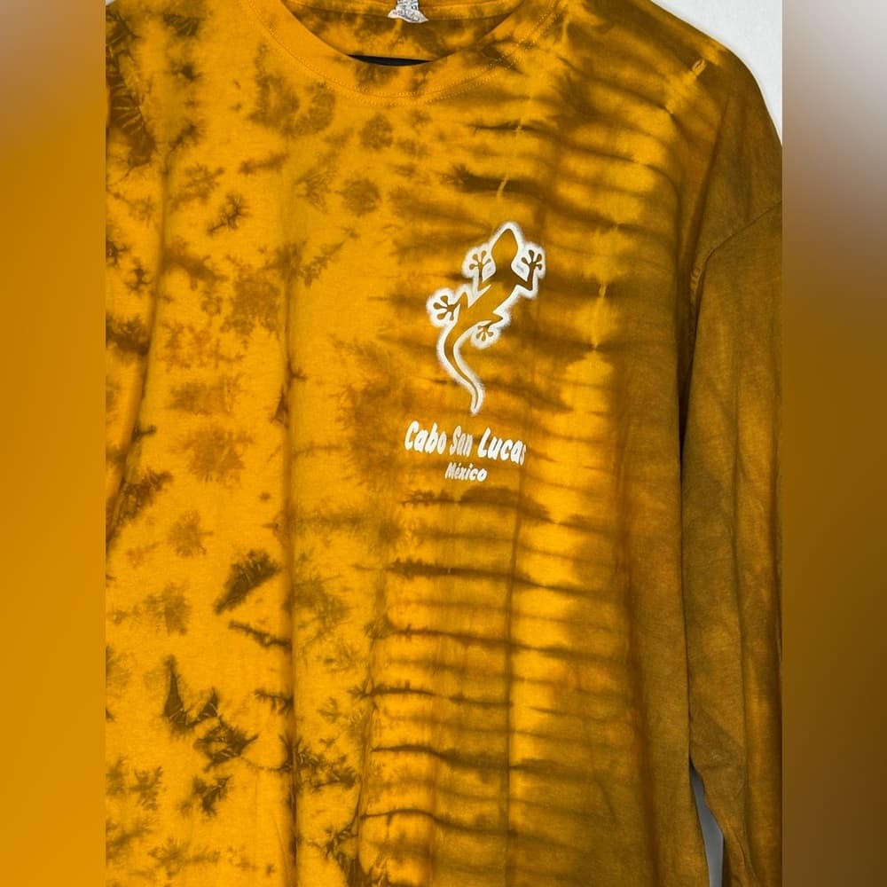 Cabo San Lucas Mexico Vintage Tie Dye Lizard Graphic Long Sleeve Tee Shirt 2XL - Thumbnail 4
