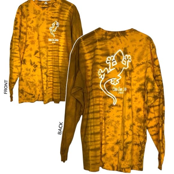 Cabo San Lucas Mexico Vintage Tie Dye Lizard Graphic Long Sleeve Tee Shirt 2XL - Thumbnail 12